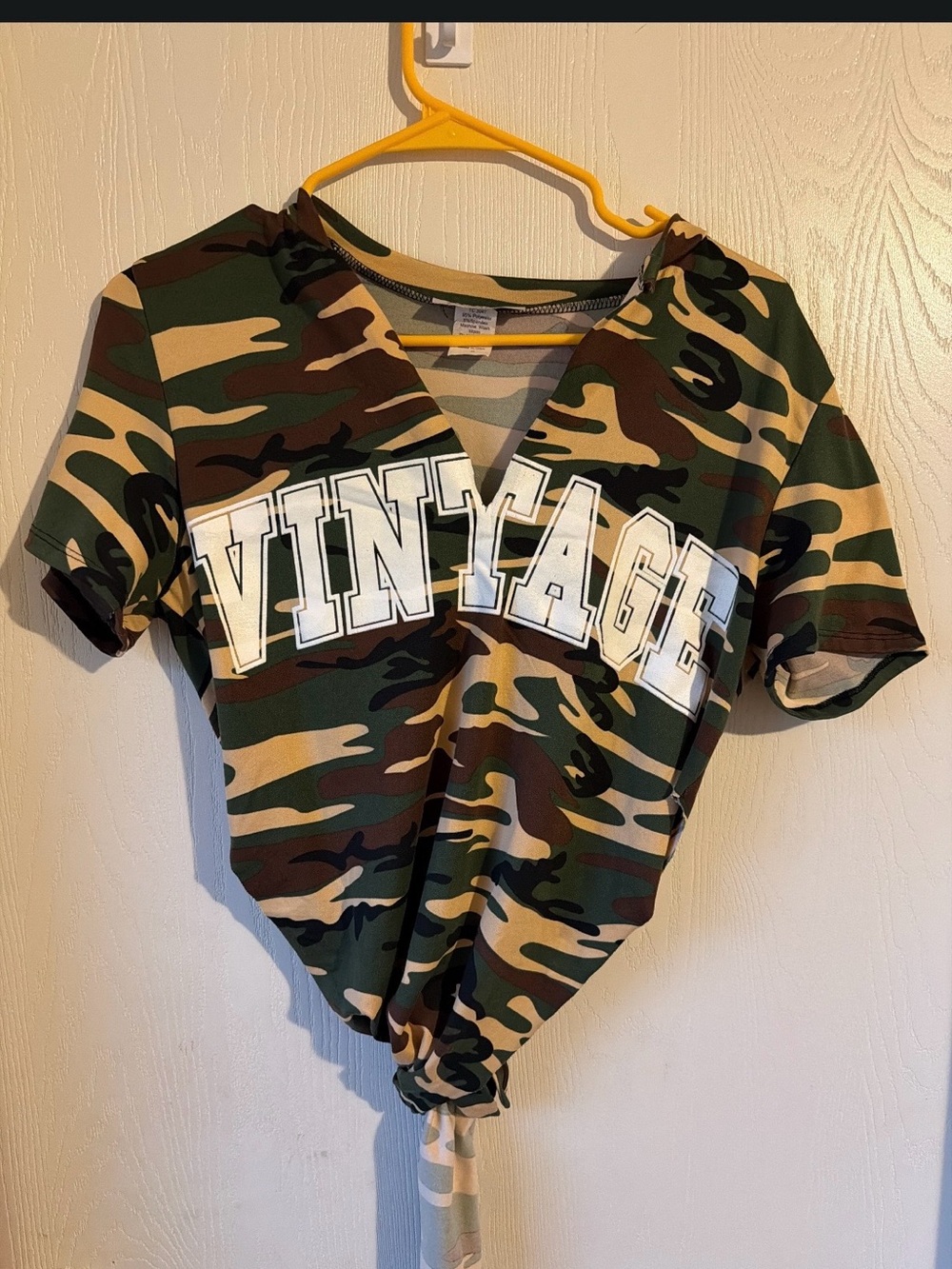 Vintage Camo Tie-Front Women Top - Green Camo
